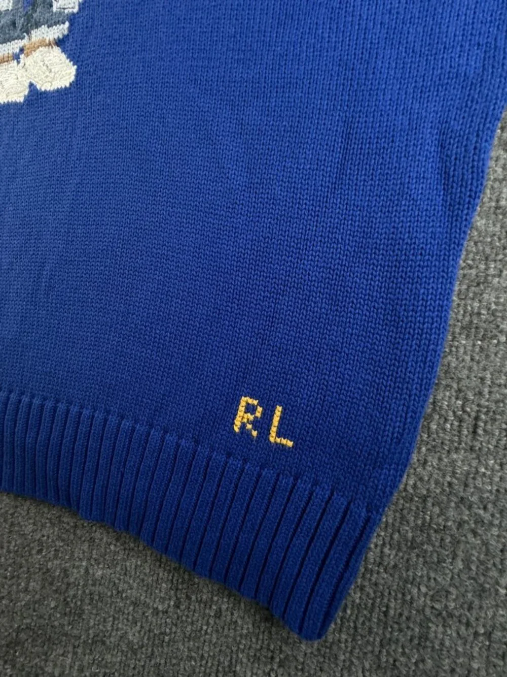 Polo Ralph Lauren Bear Cotton Sweater Blue 2XL QR Knit Pullover Preppy Drip